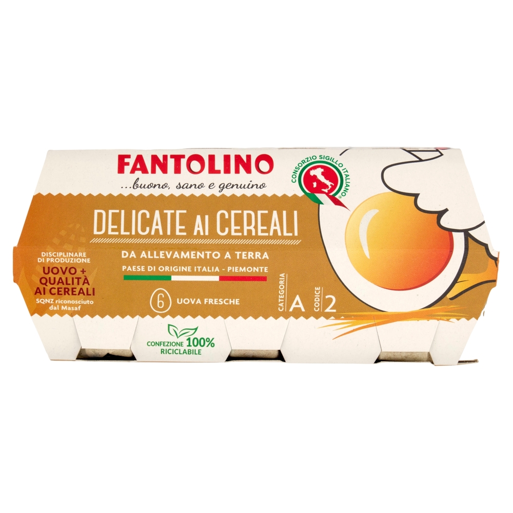 Fantolino Delicate ai Cereali da Allevamento a Terra 6 Uova Fresche 330 g